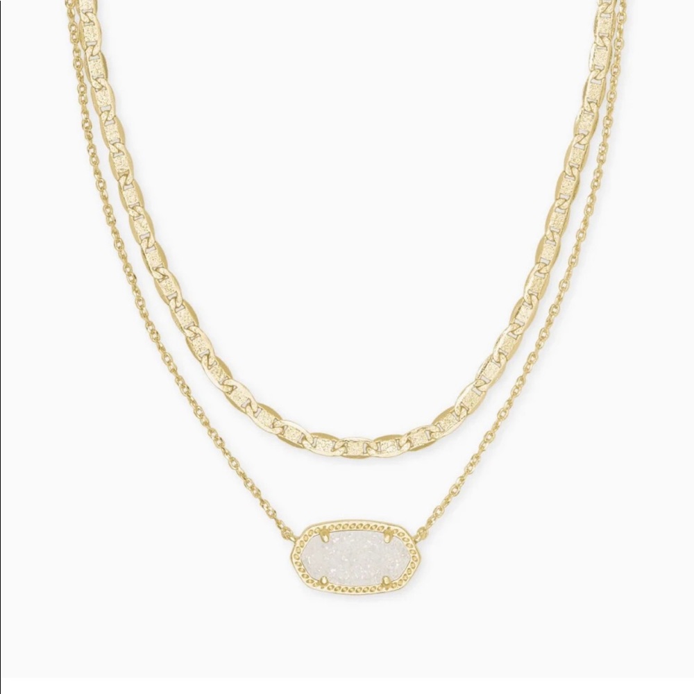 Elisa Multi Strand Necklace Gold Iridescent Drusy